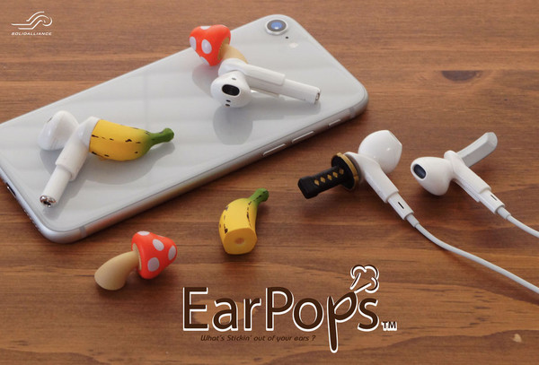Earpops让AirPods长香菇、香蕉！超逗趣耳机配件100%吸晴