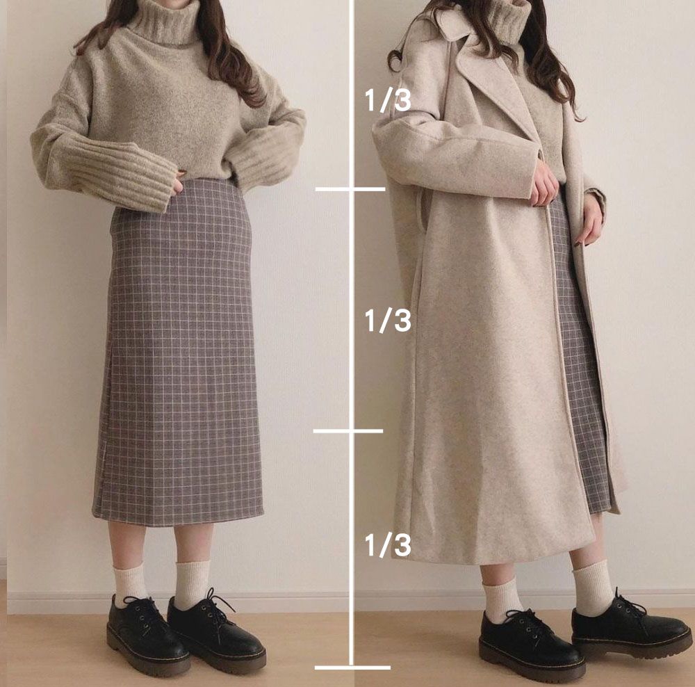 160cm日本女生大衣显高法！掌握1：2“比例”关键！不怕臃肿又保暖！